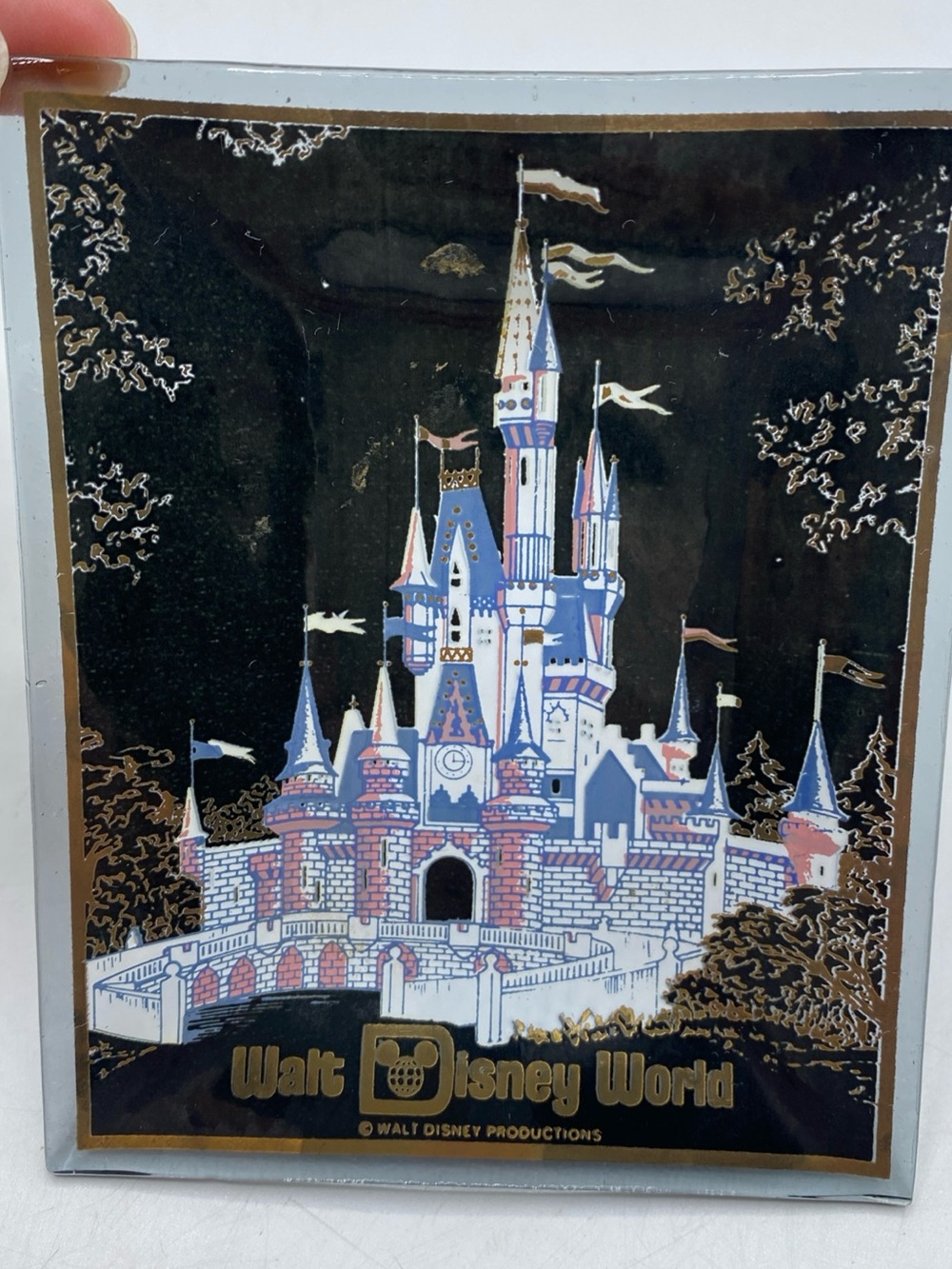 Walt Disney World Cinderella Castle Glass Gift Tray Ashtray-Vintage 1980s